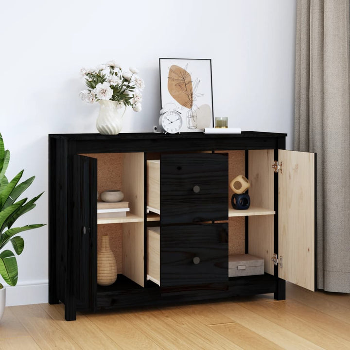 skænk 100x35x74 cm massivt fyrretræ sort