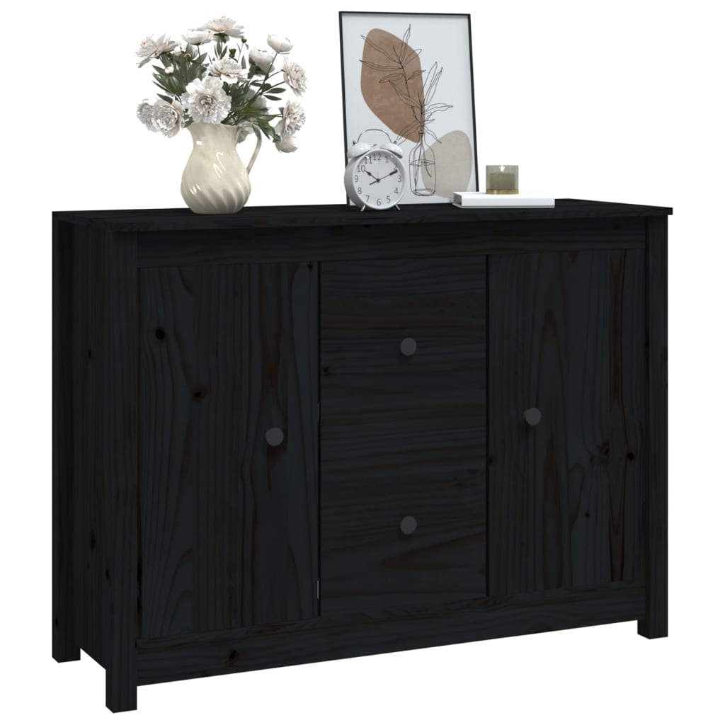 skænk 100x35x74 cm massivt fyrretræ sort