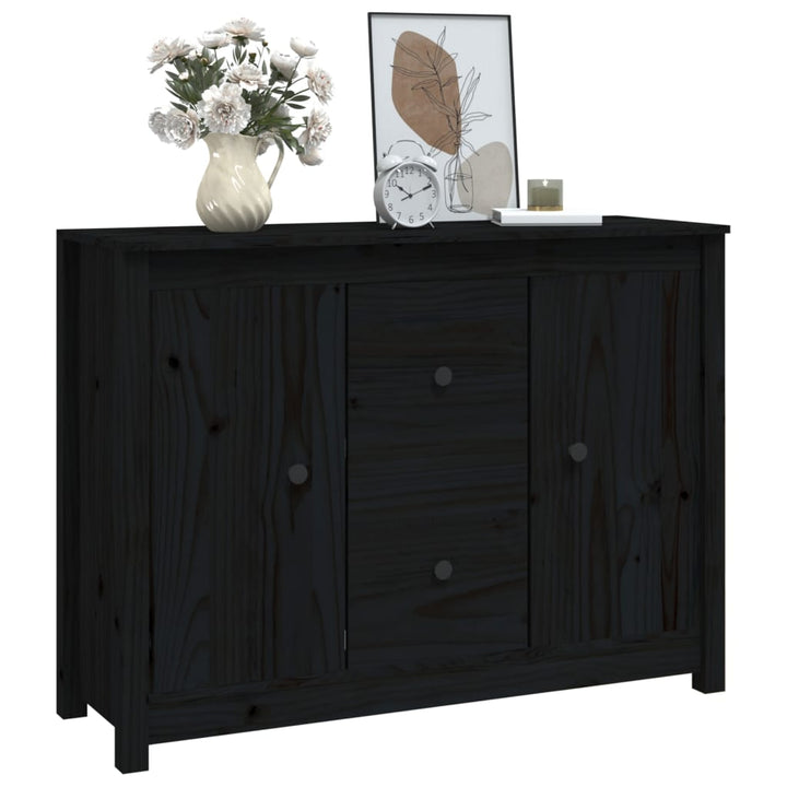 skænk 100x35x74 cm massivt fyrretræ sort