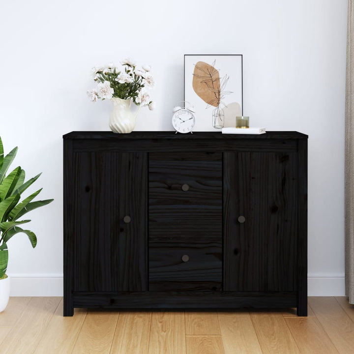 skænk 100x35x74 cm massivt fyrretræ sort