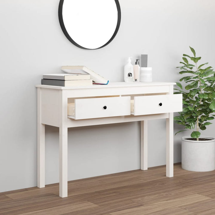 konsolbord 100x35x75 cm massivt fyrretræ hvid