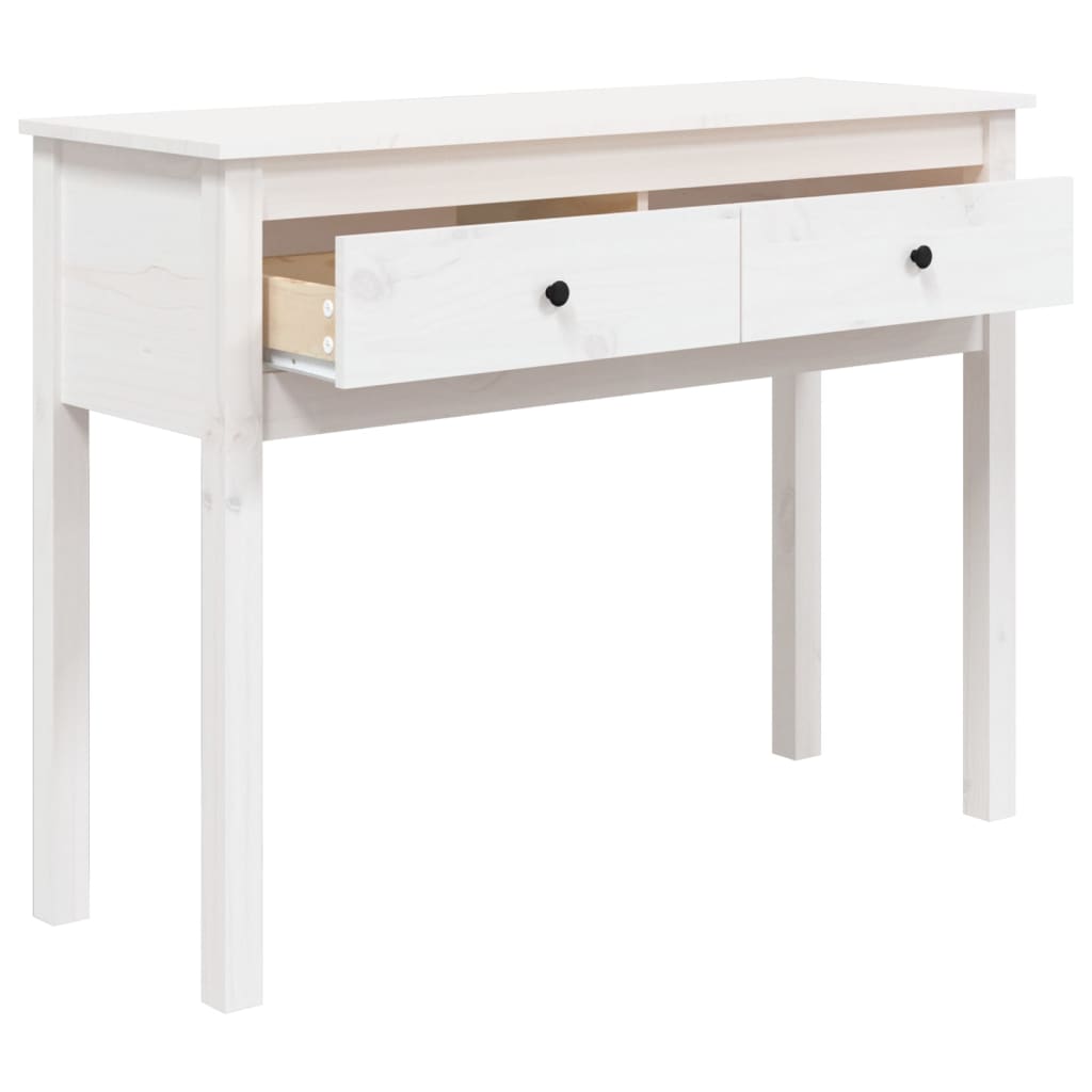 konsolbord 100x35x75 cm massivt fyrretræ hvid