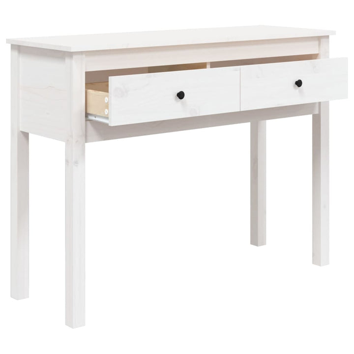 konsolbord 100x35x75 cm massivt fyrretræ hvid
