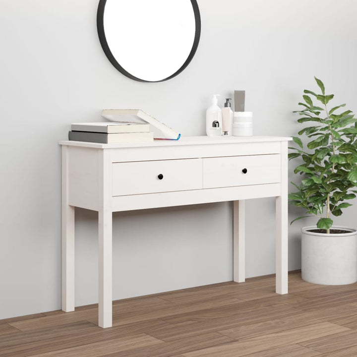 konsolbord 100x35x75 cm massivt fyrretræ hvid