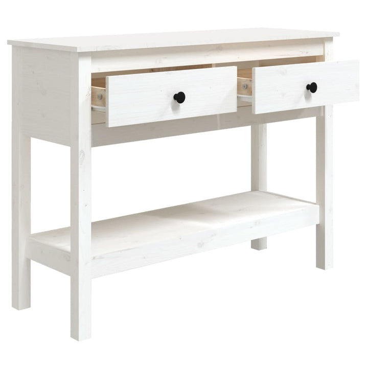 konsolbord 100x35x75 cm massivt fyrretræ hvid