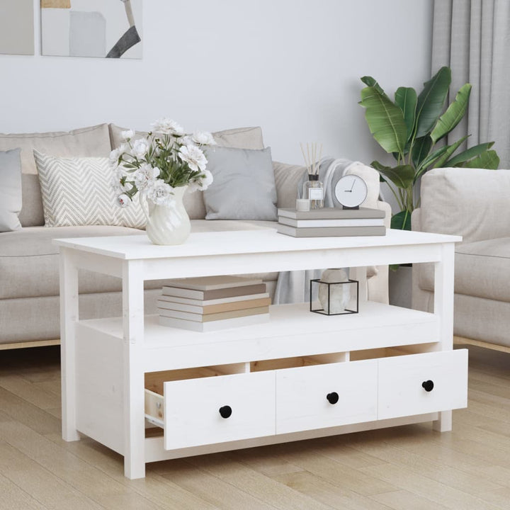 sofabord 102x49x55 cm massivt fyrretræ hvid