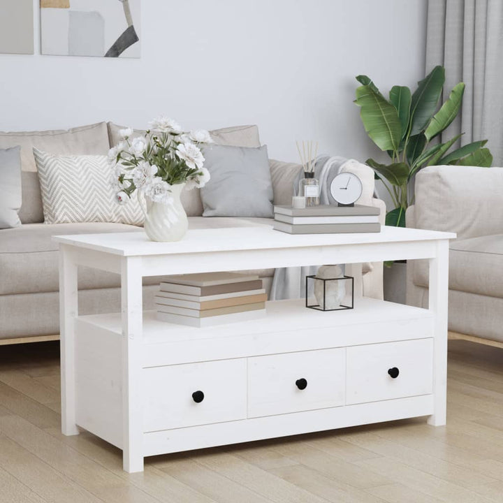 sofabord 102x49x55 cm massivt fyrretræ hvid