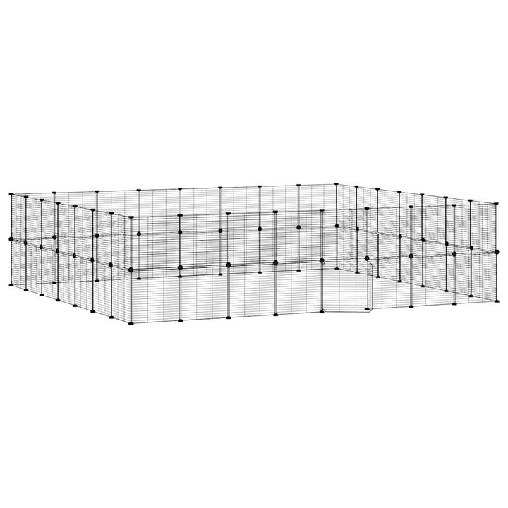 60-panels kæledyrsindhegning med låge 35x35 cm stål sort