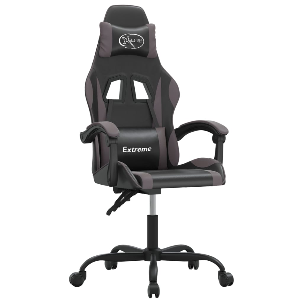 drejelig gamingstol kunstlæder sort og grå