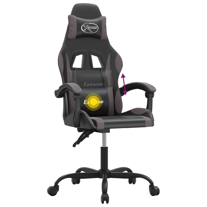 drejelig gamingstol kunstlæder sort og grå
