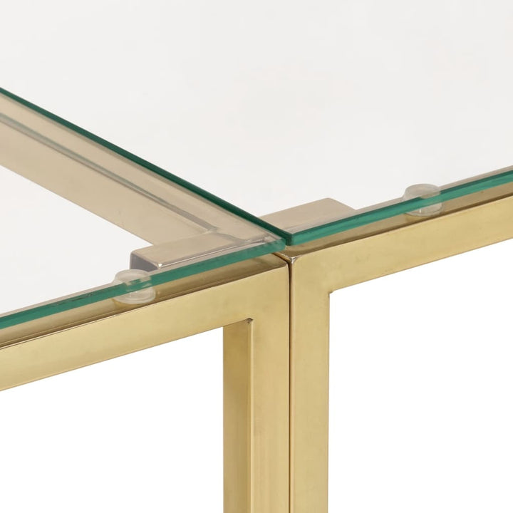 konsolbord rustfrit stål og hærdet glas guldfarvet