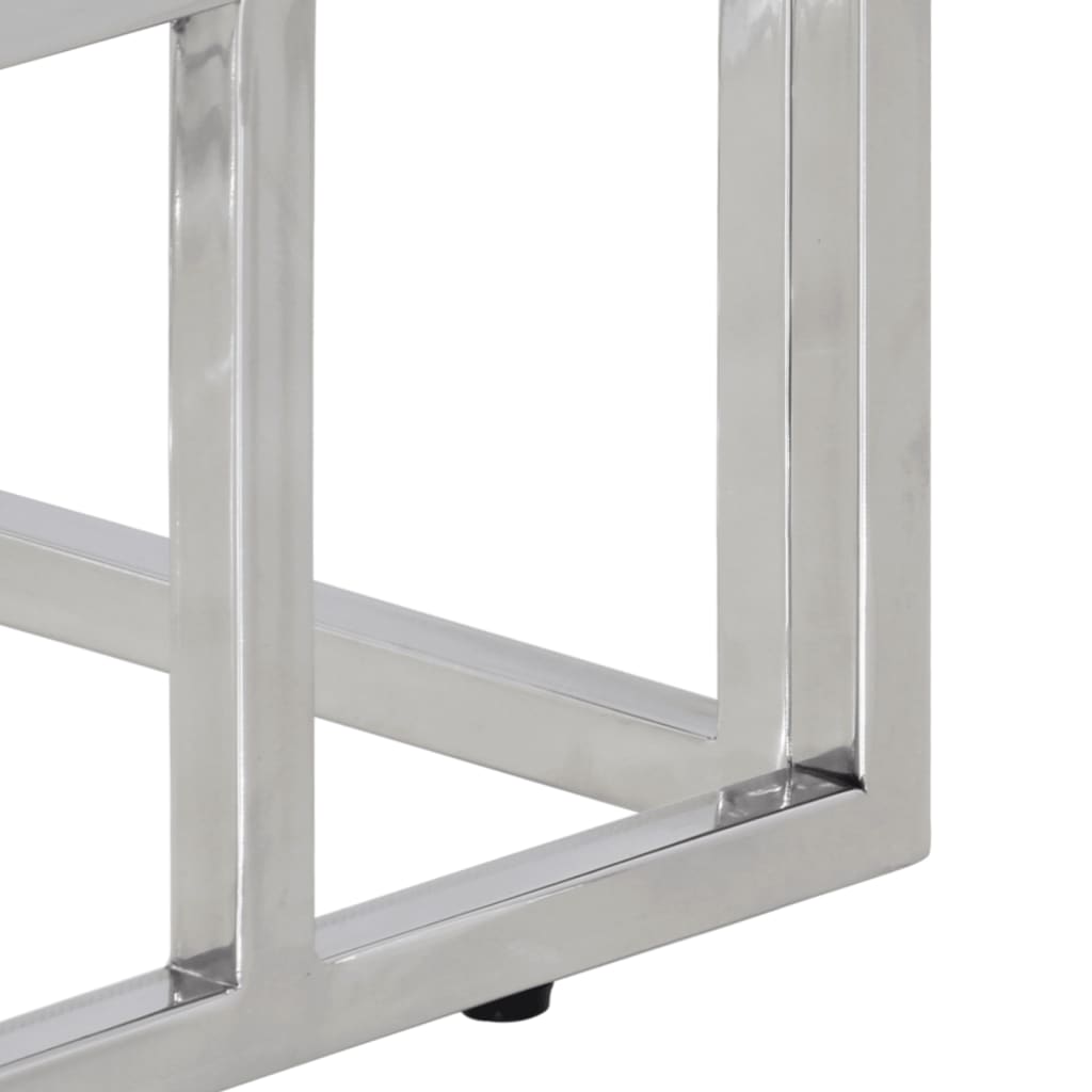 konsolbord rustfrit stål og hærdet glas sølvfarvet