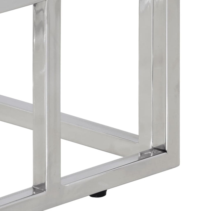 konsolbord rustfrit stål og hærdet glas sølvfarvet