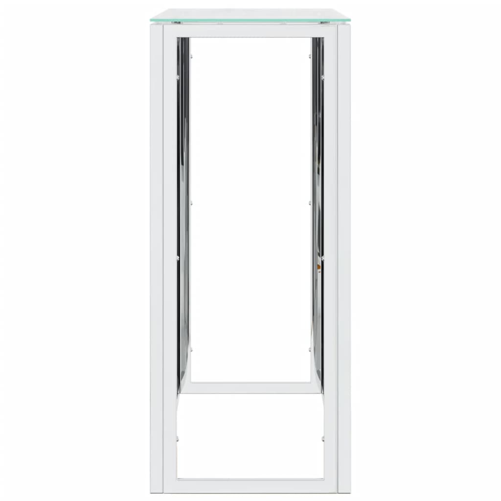 konsolbord 110x30x70 cm rustfrit stål og glas