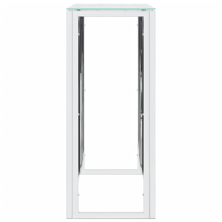 konsolbord 110x30x70 cm rustfrit stål og glas
