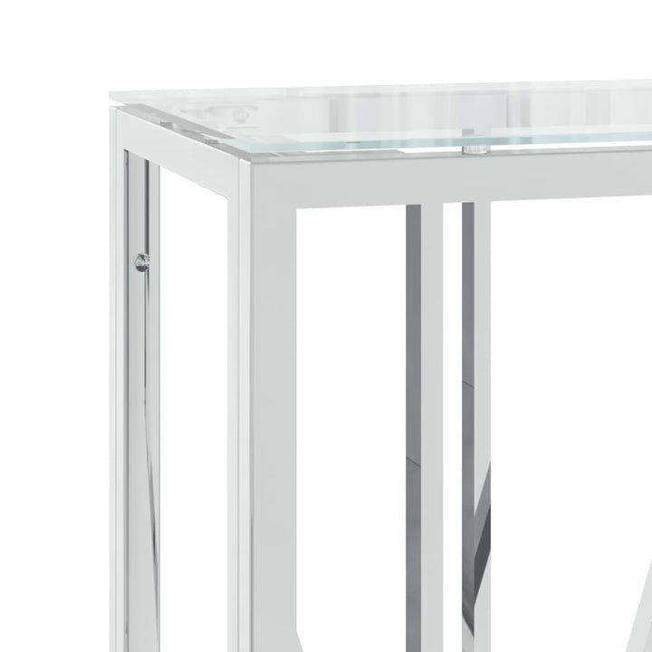 konsolbord 110x30x70 cm rustfrit stål og glas