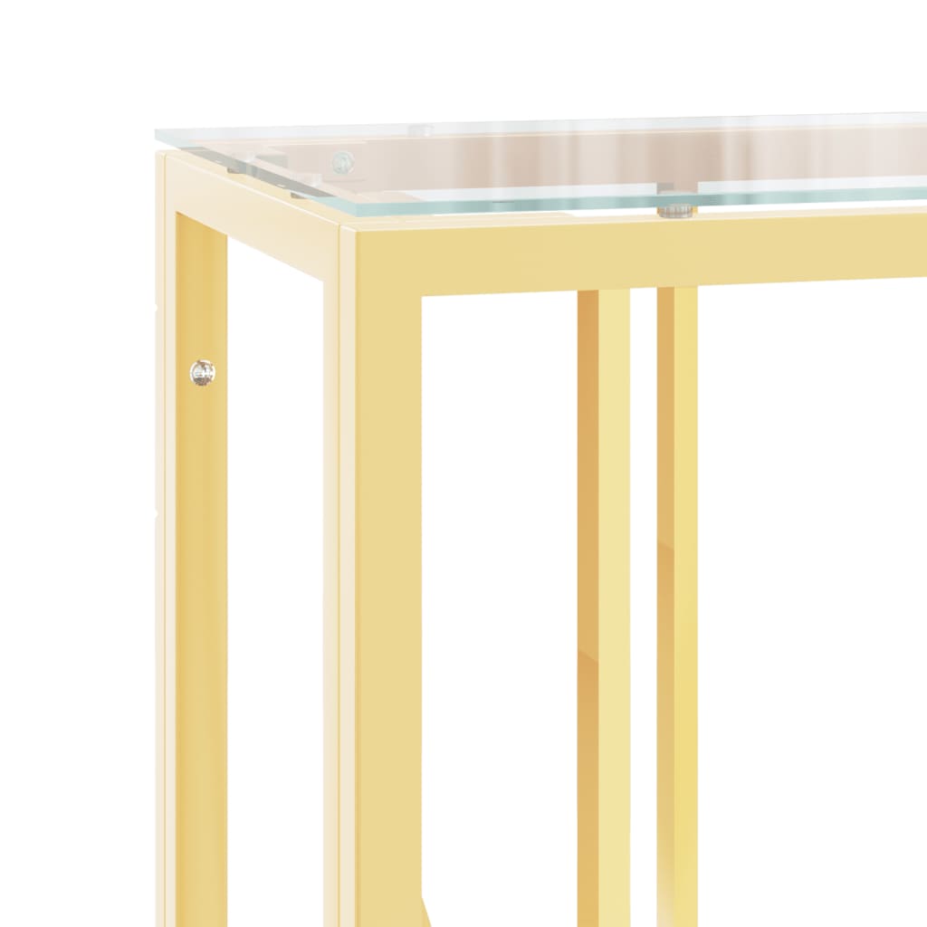 konsolbord 110x30x70 cm rustfrit stål og glas