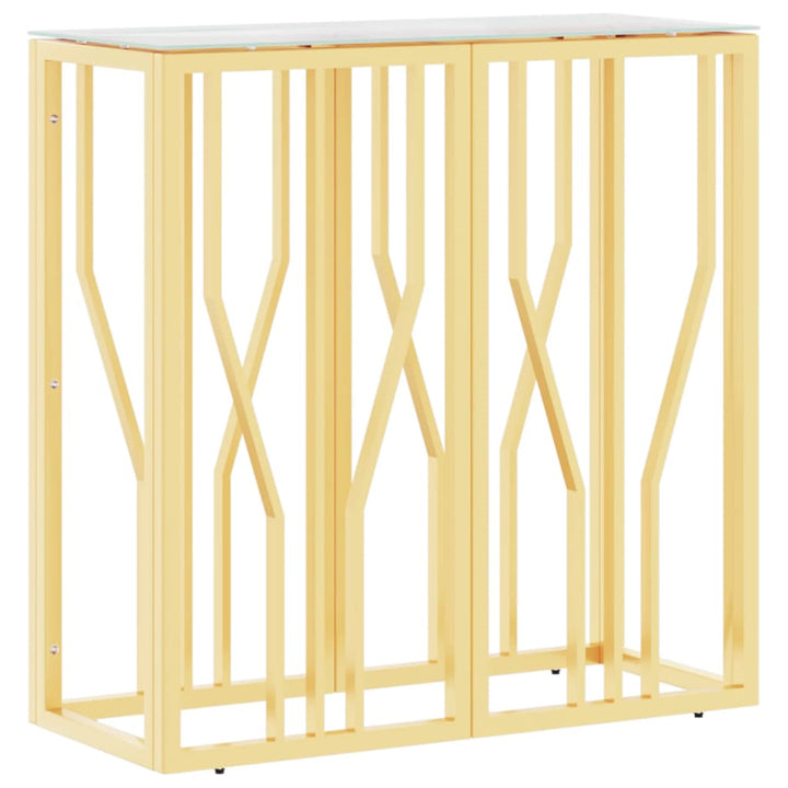konsolbord 70x30x70 cm rustfrit stål og glas guldfarvet