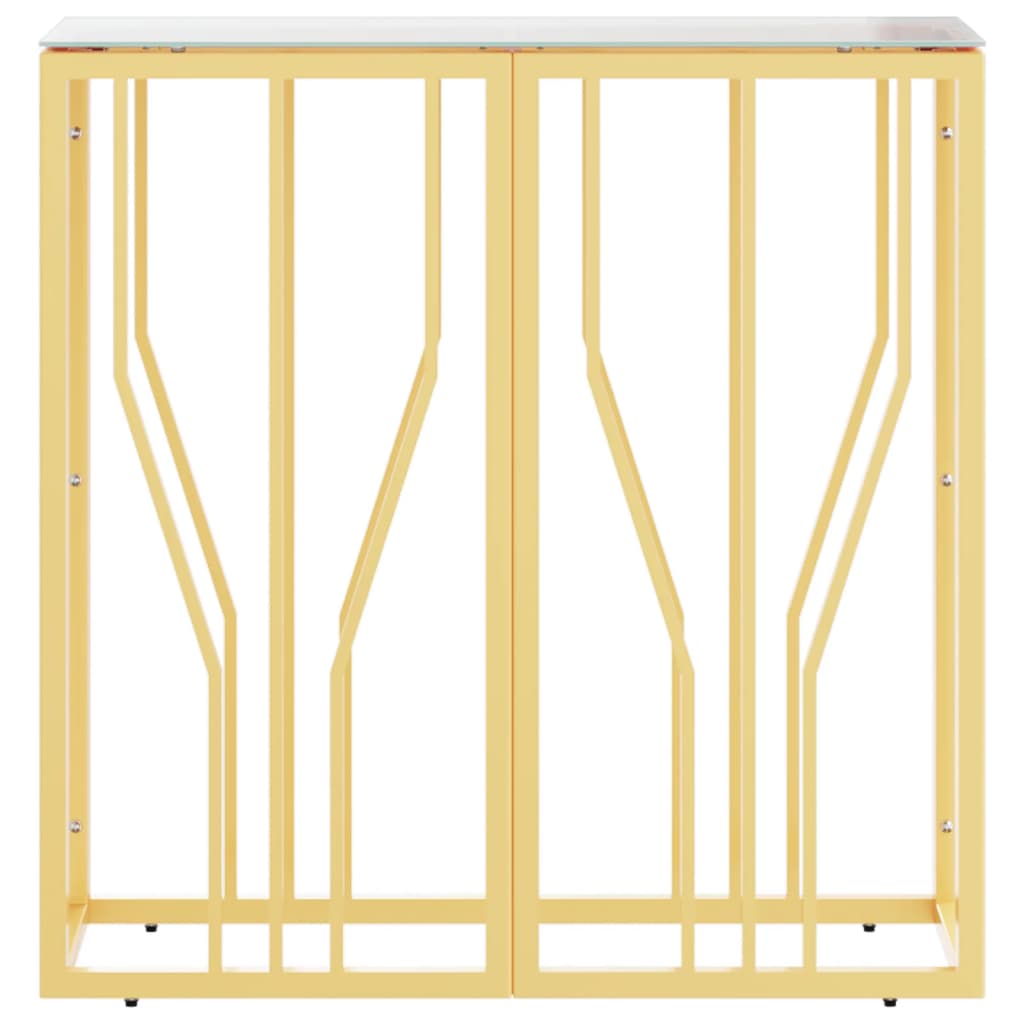 konsolbord 70x30x70 cm rustfrit stål og glas guldfarvet