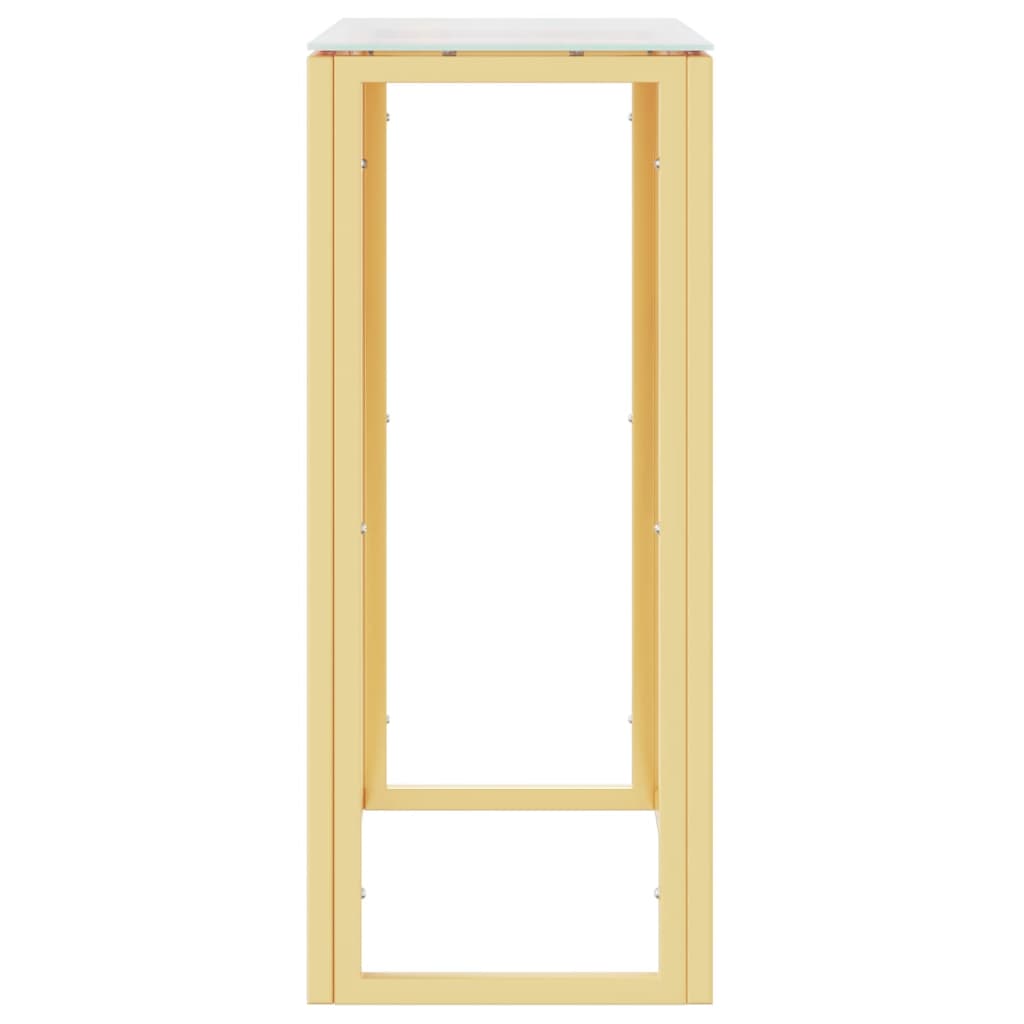 konsolbord 70x30x70 cm rustfrit stål og glas guldfarvet