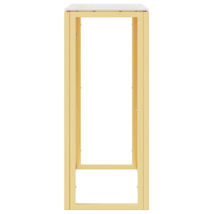 konsolbord 70x30x70 cm rustfrit stål og glas guldfarvet