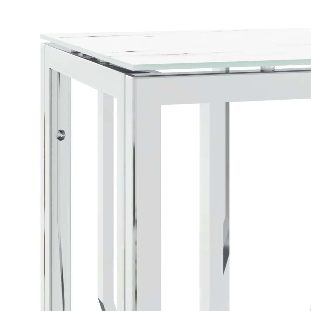 konsolbord 70x30x70 cm rustfrit stål og glas sølvfarvet