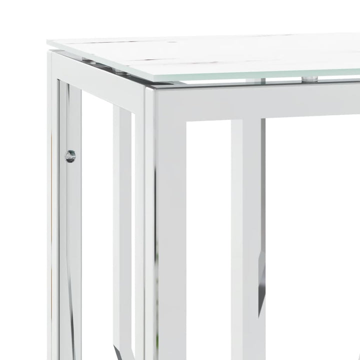 konsolbord 70x30x70 cm rustfrit stål og glas sølvfarvet