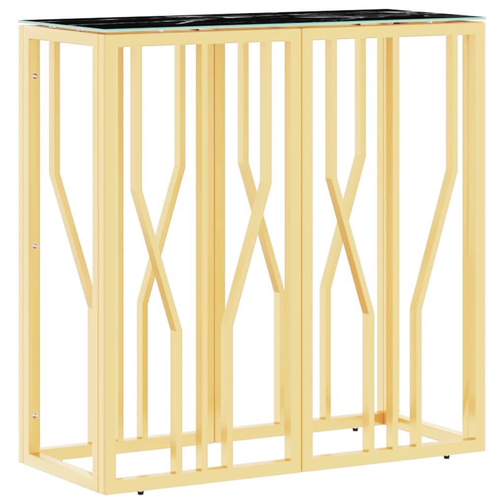 konsolbord 70x30x70 cm rustfrit stål og glas guldfarvet