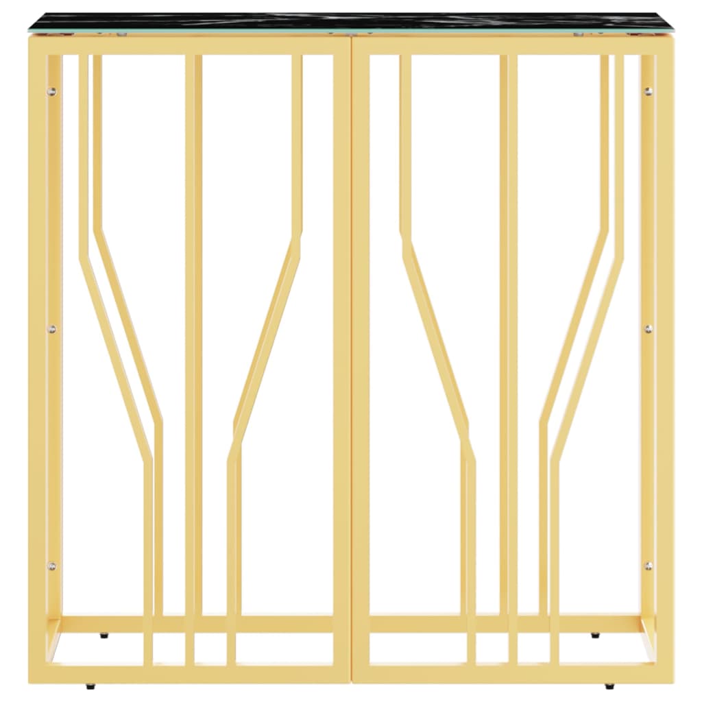konsolbord 70x30x70 cm rustfrit stål og glas guldfarvet