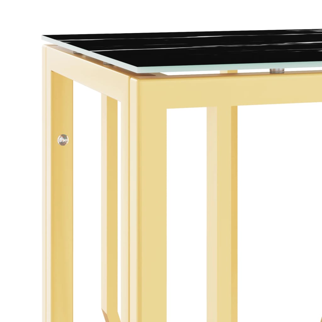 konsolbord 70x30x70 cm rustfrit stål og glas guldfarvet