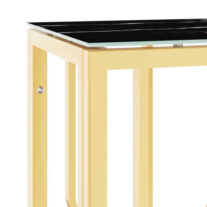 konsolbord 70x30x70 cm rustfrit stål og glas guldfarvet