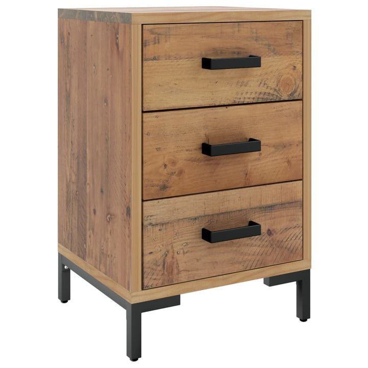sengebord 40x30x55 cm massivt genanvendt fyrretræ brun