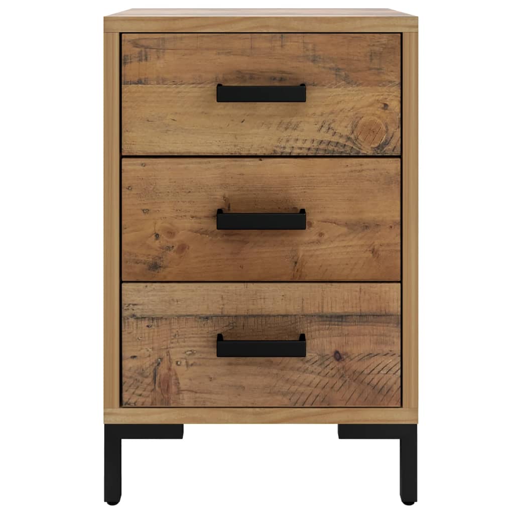 sengebord 40x30x55 cm massivt genanvendt fyrretræ brun