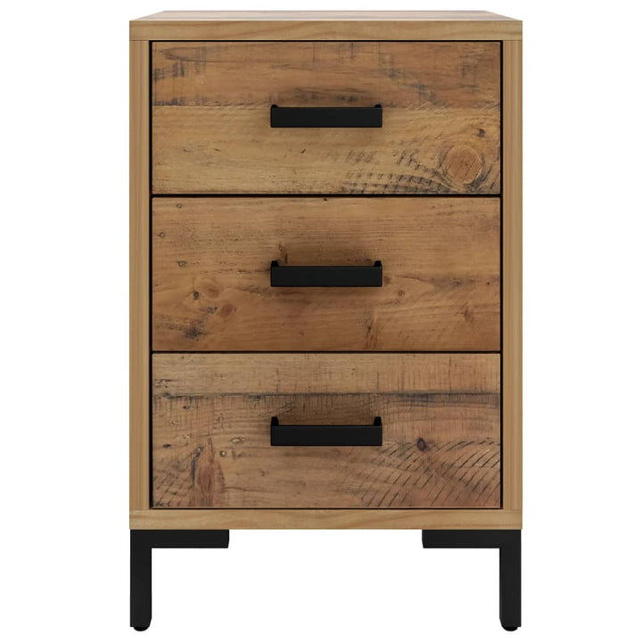 sengebord 40x30x55 cm massivt genanvendt fyrretræ brun