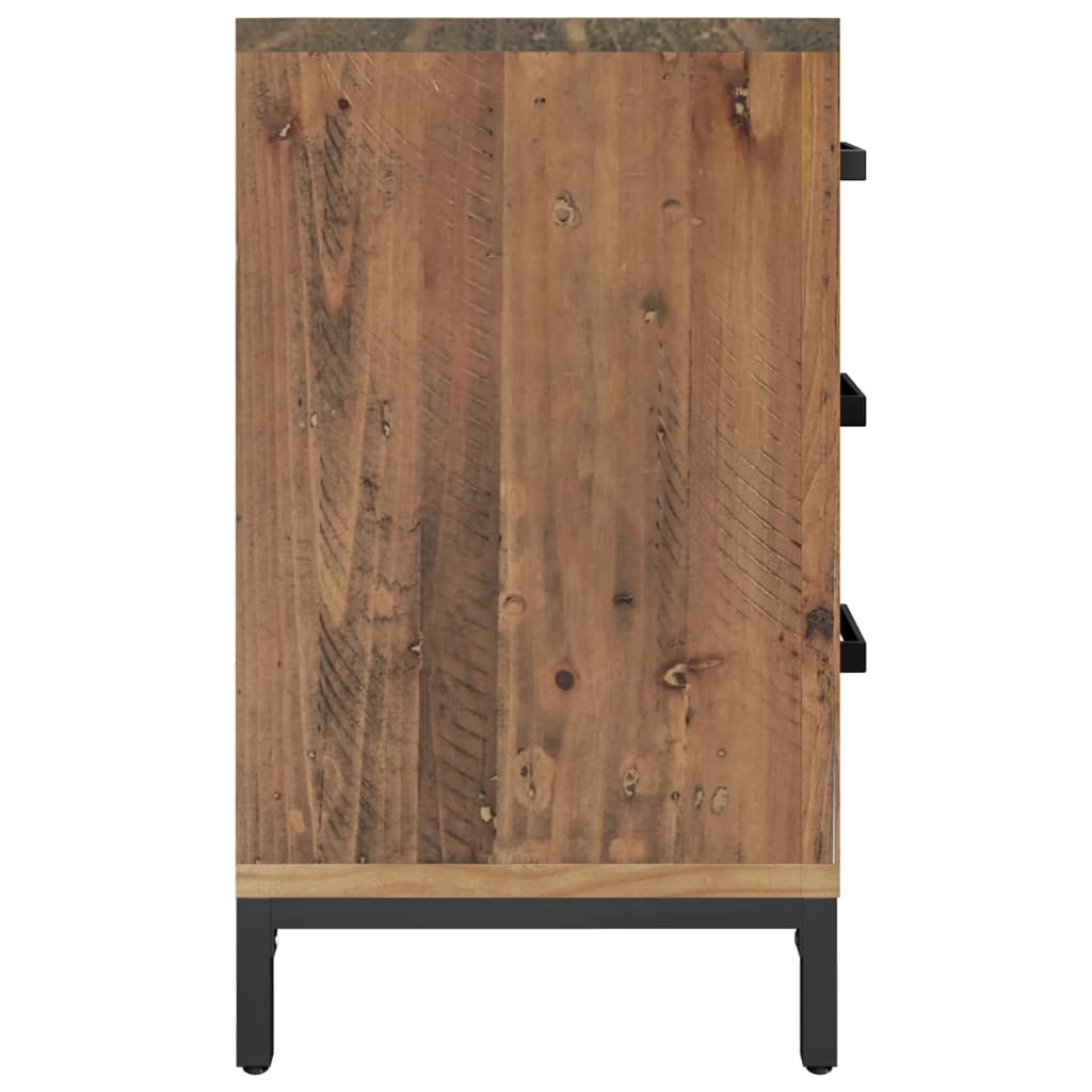 sengebord 40x30x55 cm massivt genanvendt fyrretræ brun