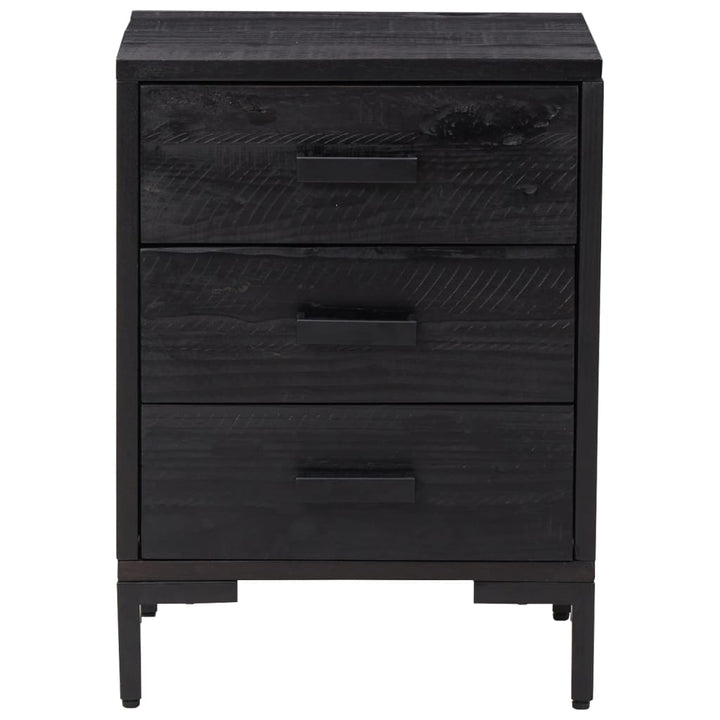 sengebord 40x30x55 cm massivt genanvendt fyrretræ sort