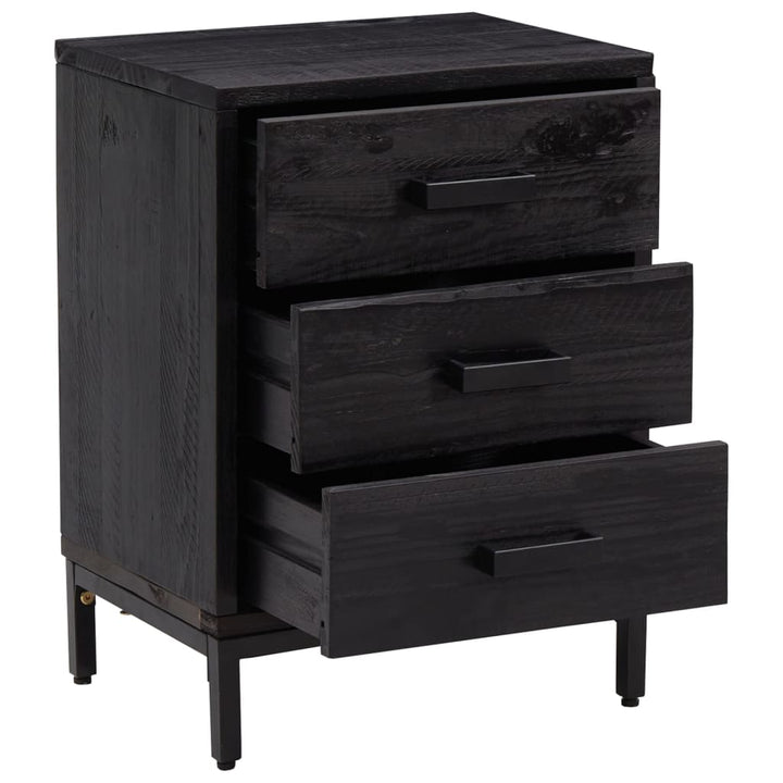 sengebord 40x30x55 cm massivt genanvendt fyrretræ sort