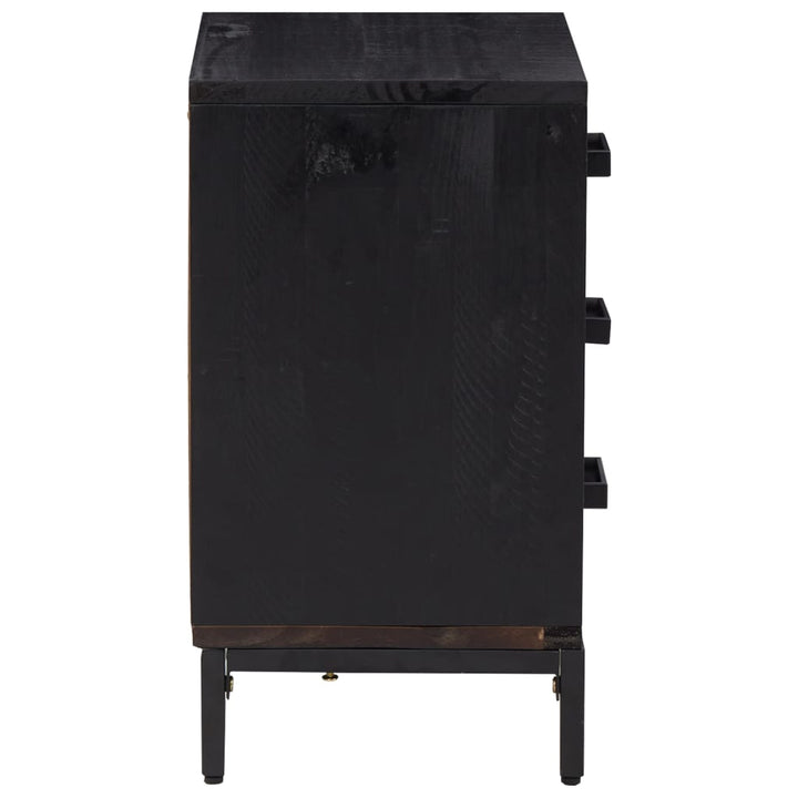 sengebord 40x30x55 cm massivt genanvendt fyrretræ sort