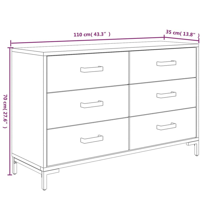 skænk 110x35x70 cm massivt fyrretræ brun