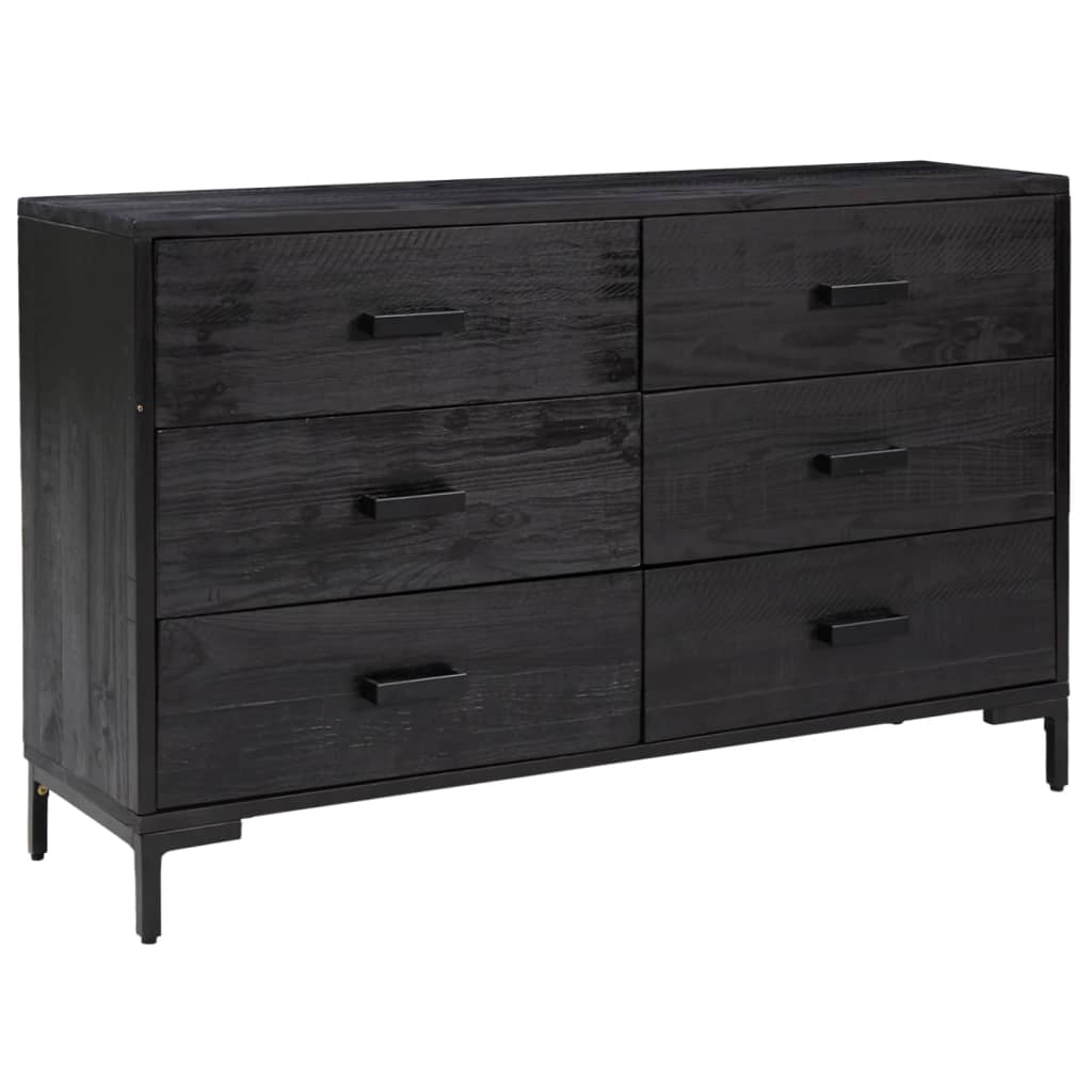 skænk 110x35x70 cm massivt fyrretræ sort