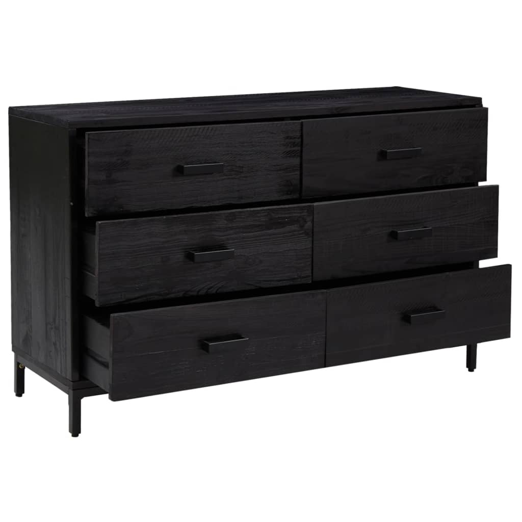 skænk 110x35x70 cm massivt fyrretræ sort