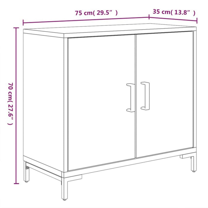 skænk 75x35x70 cm massivt fyrretræ sort
