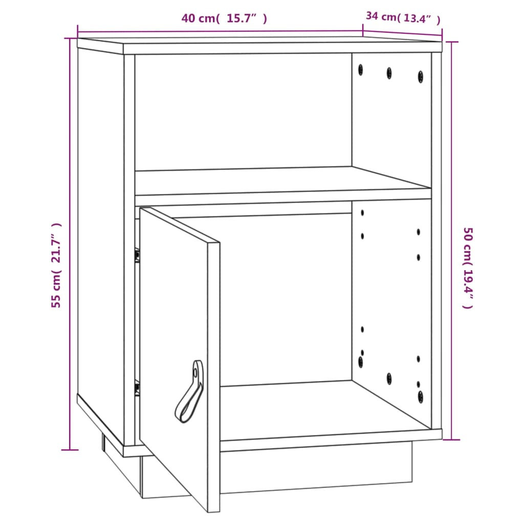 sengeborde 2 stk. 40x34x55 cm massivt fyrretræ