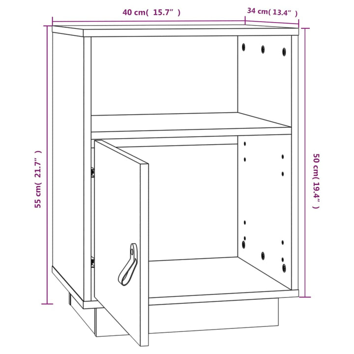 sengeborde 2 stk. 40x34x55 cm massivt fyrretræ