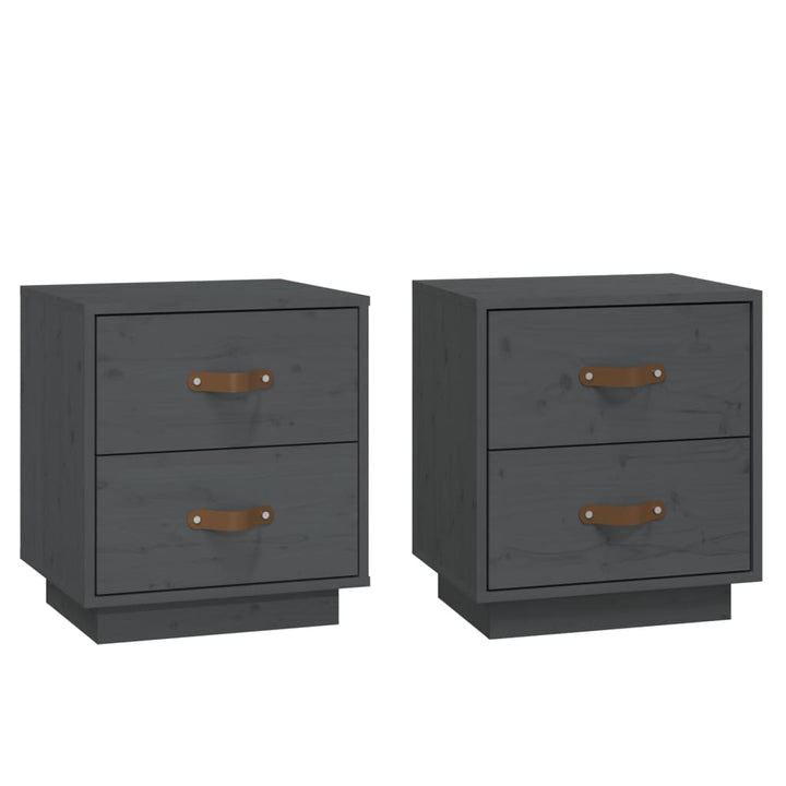 sengeborde 2 stk. 40x34x45 cm massivt fyrretræ grå