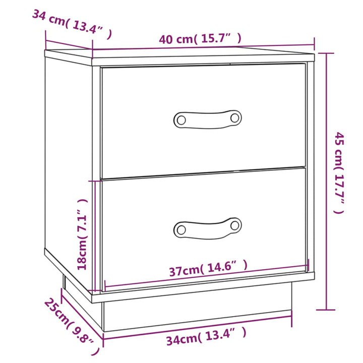 sengeborde 2 stk. 40x34x45 cm massivt fyrretræ grå
