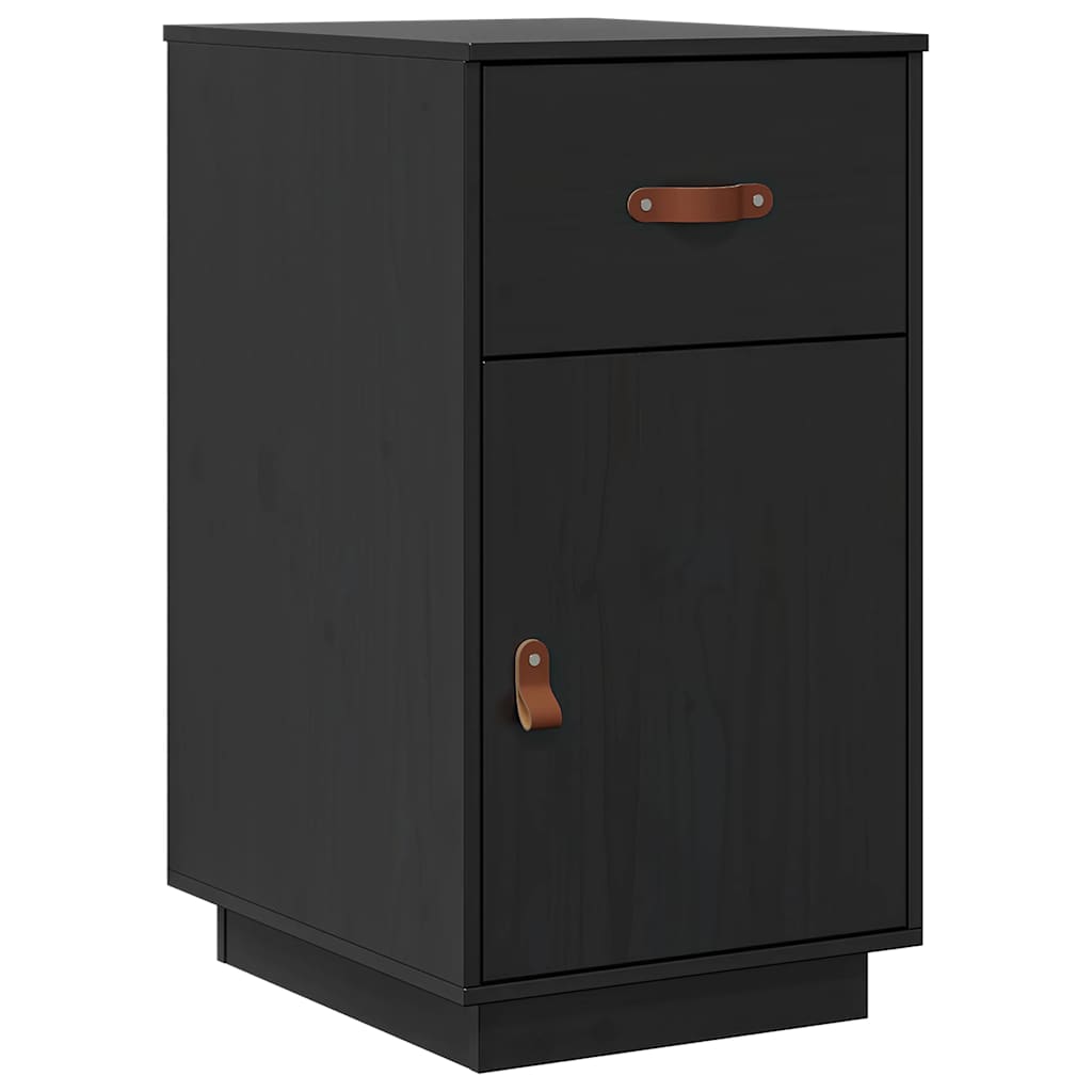 skrivebordsskab 40x50x75 cm massivt fyrretræ sort