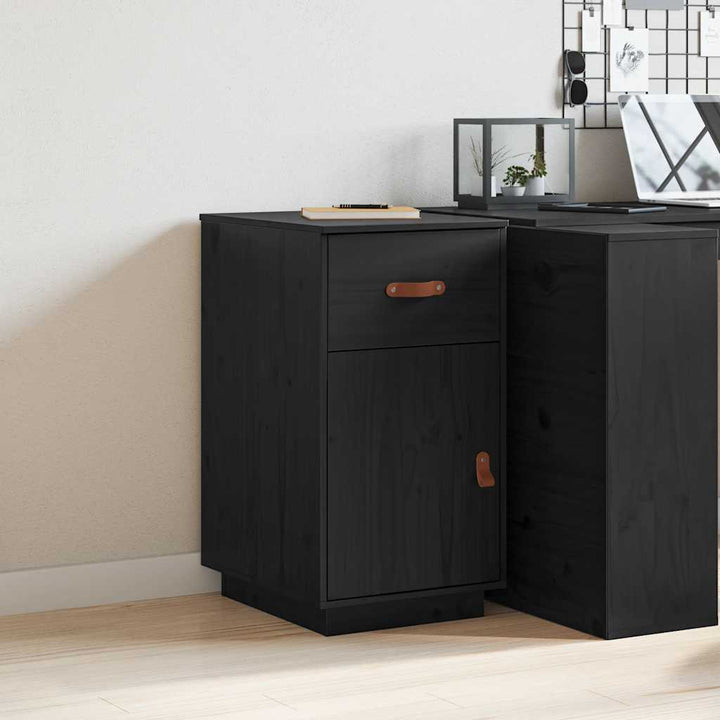 skrivebordsskab 40x50x75 cm massivt fyrretræ sort