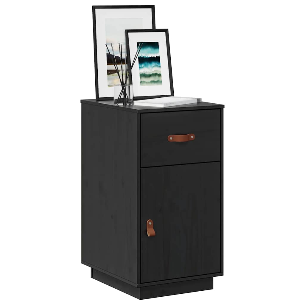 skrivebordsskab 40x50x75 cm massivt fyrretræ sort
