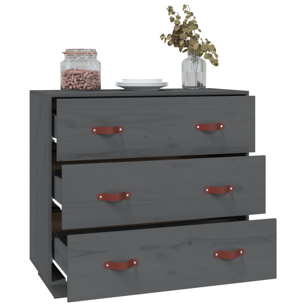 skænk 80x40x75 cm massivt fyrretræ grå
